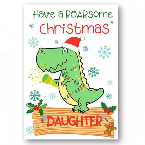 second ave daughter dinosaur childrens kids christmas xmas holiday festive greetings card