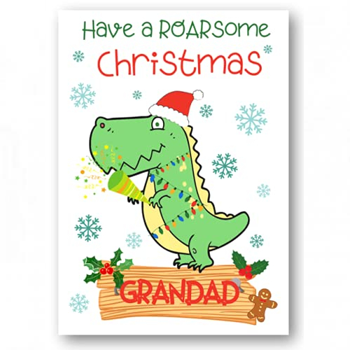 second ave grandad dinosaur childrens kids christmas xmas holiday festive greetings card