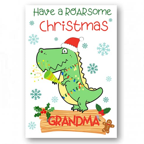 Second Ave Grandma Dinosaur Childrens Kids Christmas Xmas Holiday Festive Greetings Card