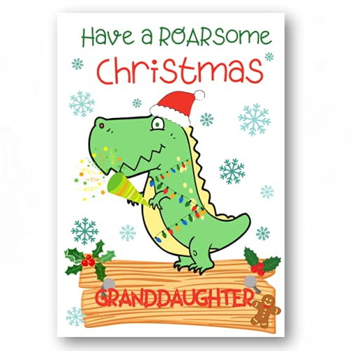 second ave granddaughter dinosaur childrens kids christmas xmas holiday festive greetings card