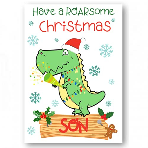second ave son dinosaur childrens kids christmas xmas holiday festive greetings card