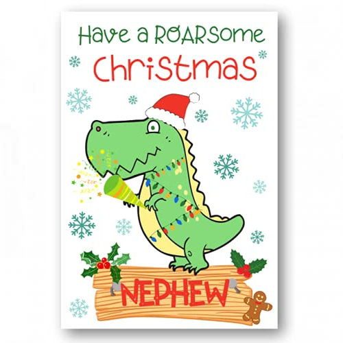 Second Ave Nephew Dinosaur Childrens Kids Christmas Xmas Holiday Festive Greetings Card