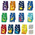 24 x paper party bags with dinosaur pattern and colour stickers Main Thumbnail