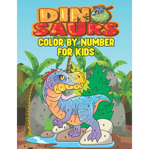 dinosaurs color by number book for kids
