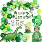 biqiqi dinosaur jungle party decorations with happy birthday banner white green agate latex balloon dino foil balloon cake topper dinosaur balloon for kids birthday party decoration boys Main Thumbnail