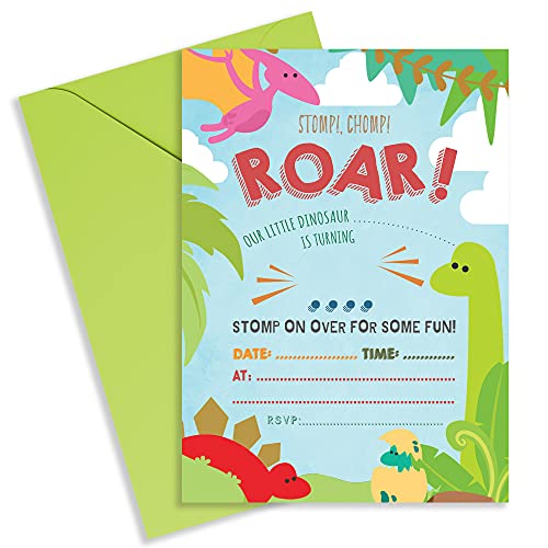 dinosaur birthday party invitations - 30 pack