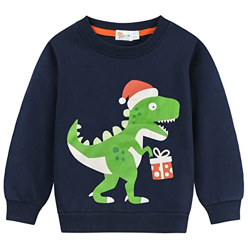 long sleeve dinosaur christmas sweatshirt for kids