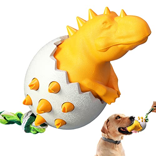 Geekipro Dog Chew Toys, Indestructible Dog Toys for Puppy Teething , Dog Toys for Boredom for Medium Dogs, Dog Interactive Tug of War Toy for Large Dog Aggressive Chewers, Dinosaur Eggs Toys Dog