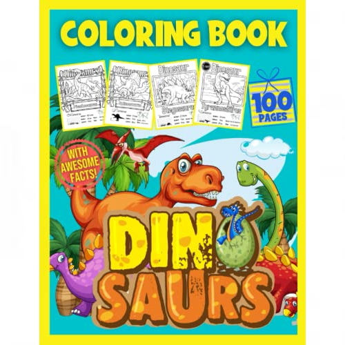 dinosaur colouring book & facts for kids
