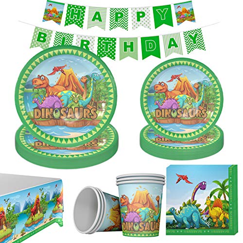 dinosaur party tableware set for 16 guests