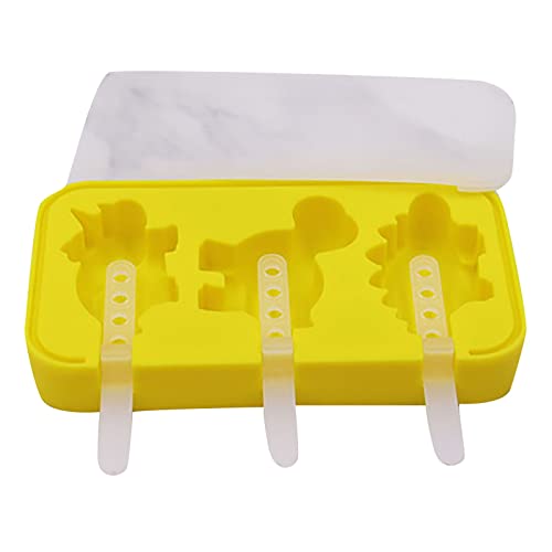 View the best prices for: uwel 3 grid ice cube tray silicone ice cream mould diy fun cartoon dinosaur ice cream mold homemade popsicle mold ice cream stick mold ice cream maker tools with lid plastic stick (gold)