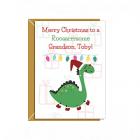 personalised grandson dinosaur christmas card - xmas Main Thumbnail