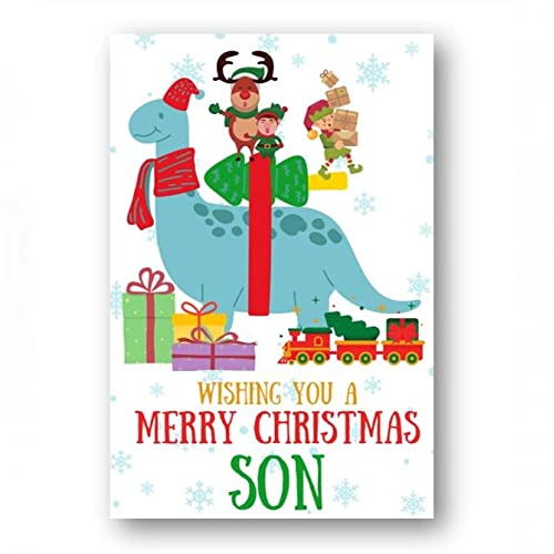 Second Ave Son Dinosaur Childrens Kids Christmas Xmas Holiday Festive Greetings Card