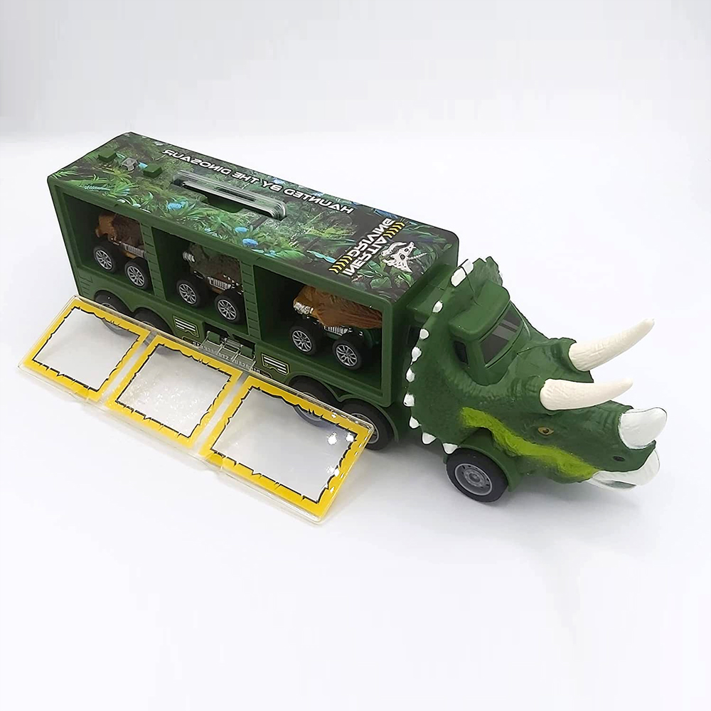 light & sound dinosaur transport truck including 3 dino cars