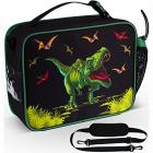 insulated kids dinosaur lunch bag with bottle holder Main Thumbnail