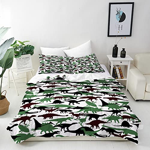 3 piece dinosaur pattern double bedding set with pillowcases