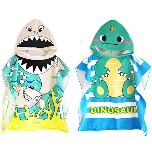 gomerbesen baby beach towel animal kid childrens hooded bath towel robe 2pcs green shark dinosaur