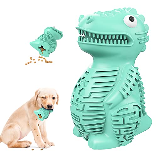 Lewondr Dog Toys for Aggressive Chewers, Indestructible Dog Chew Toys, Treat Dispensing Dog Toys, Tough Natural Rubber Toothbrush Toy, Dog Interactive Toys for Small & Medium Breed Dogs, Mint Green