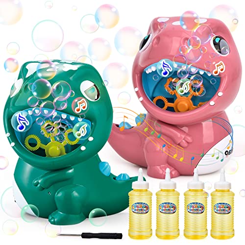 2 x musical dinosaur bubble machines with 4 x bubble mix
