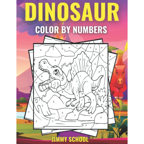 dinosaur paint by numbers: coloring activity book for kids ages 4-8