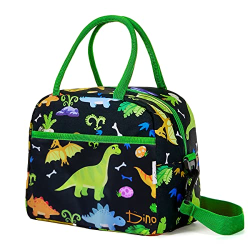Green and Black Dinosaur Lunch Bag