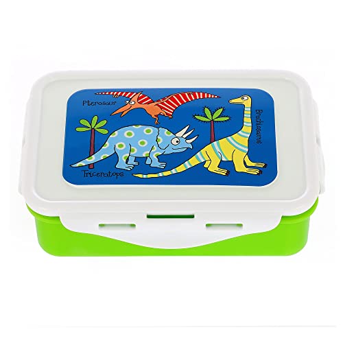 childrens dinosaurs lunch box - featuring triceratops, brachiosaurus & pterosaur