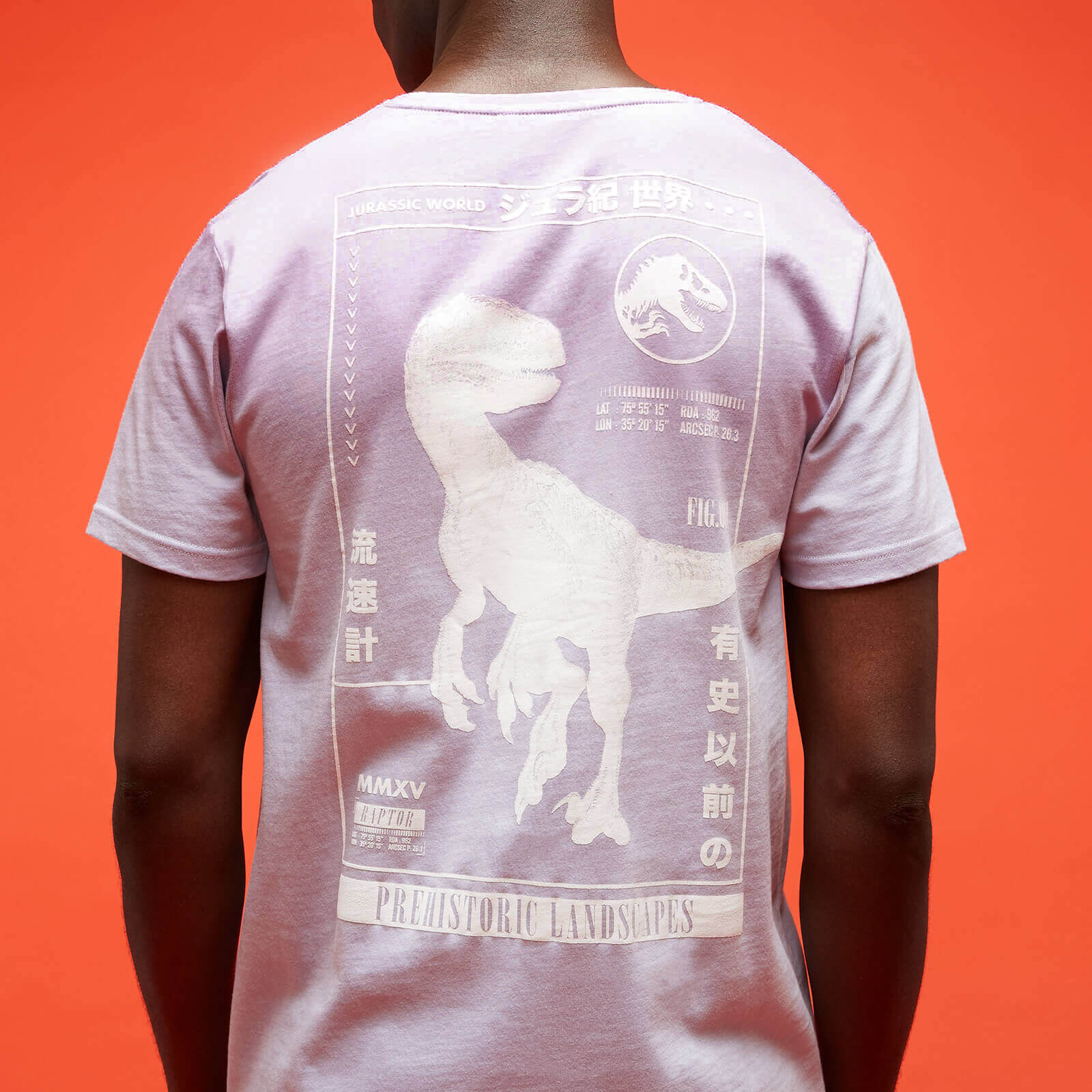 jurassic park primal distressed printed t-shirt - lilac - xs
