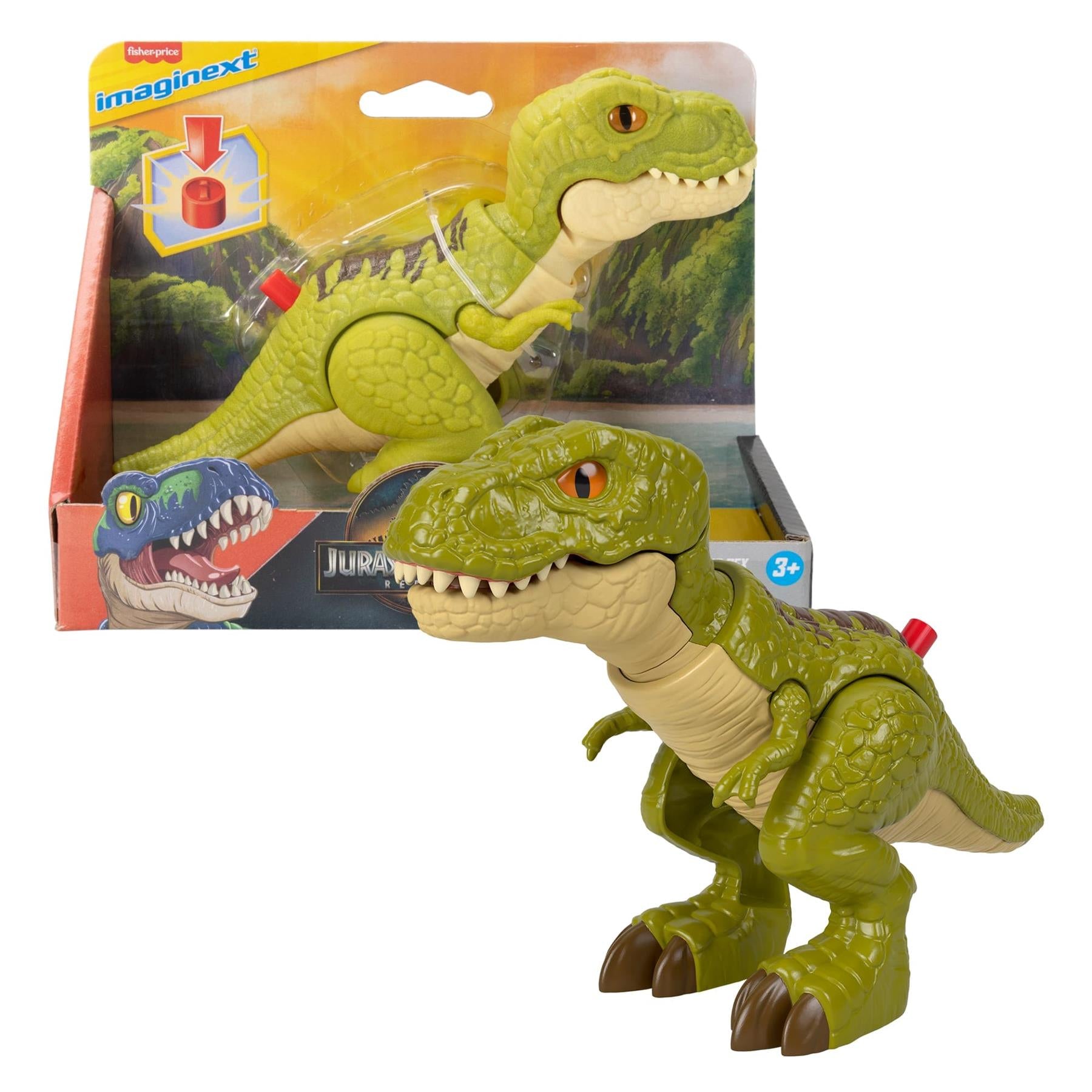 Fisher-Price Imaginext Jurassic World Rebirth Tyrannosaurus Rex Dinosaur Action Figure with Motion