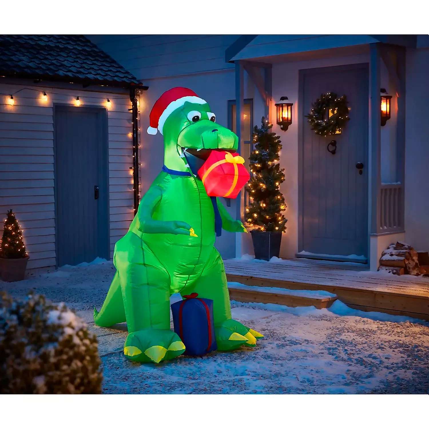 6ft Inflatable Christmas Dinosaur with Gift