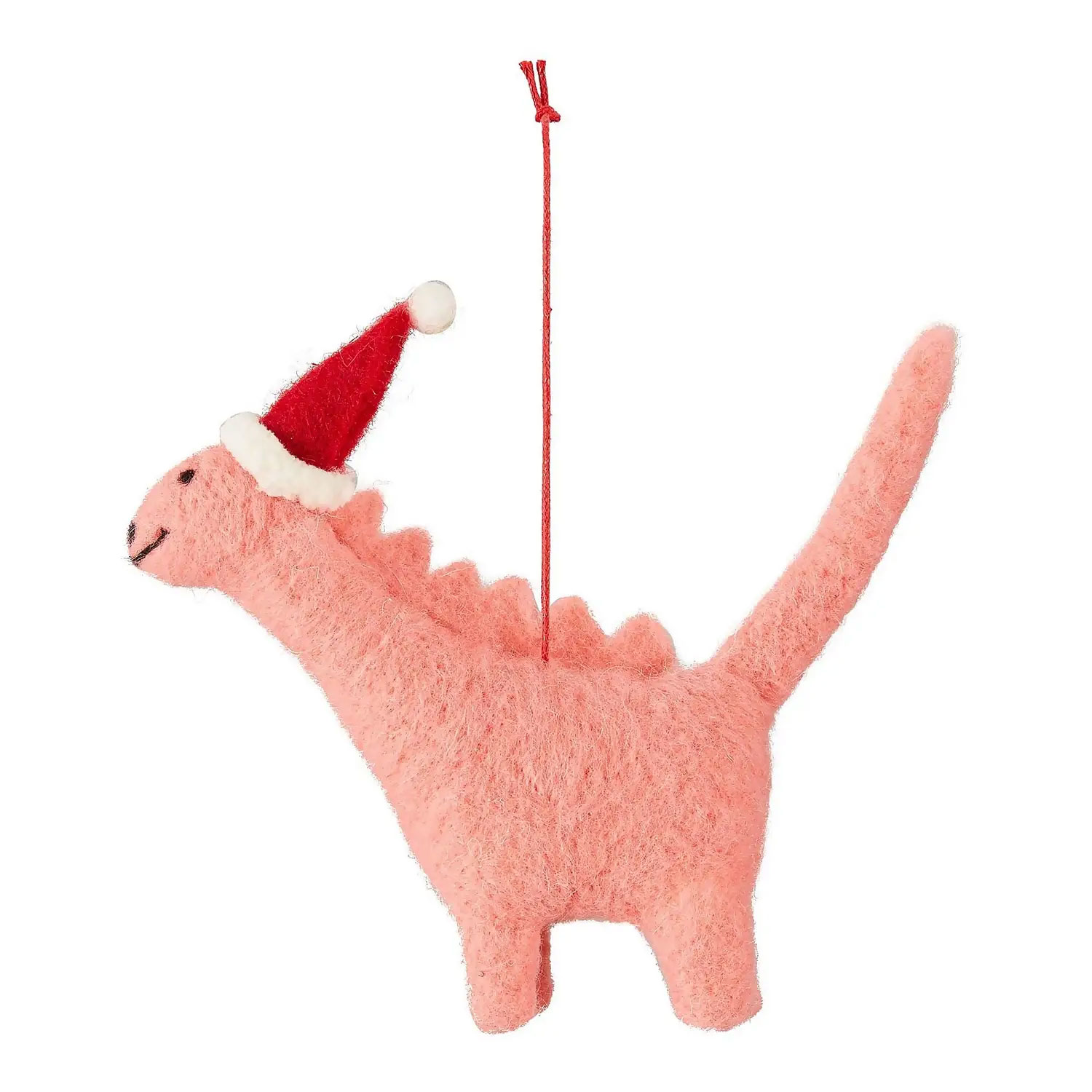 felt dinosaur pink hanging christmas tree decoration