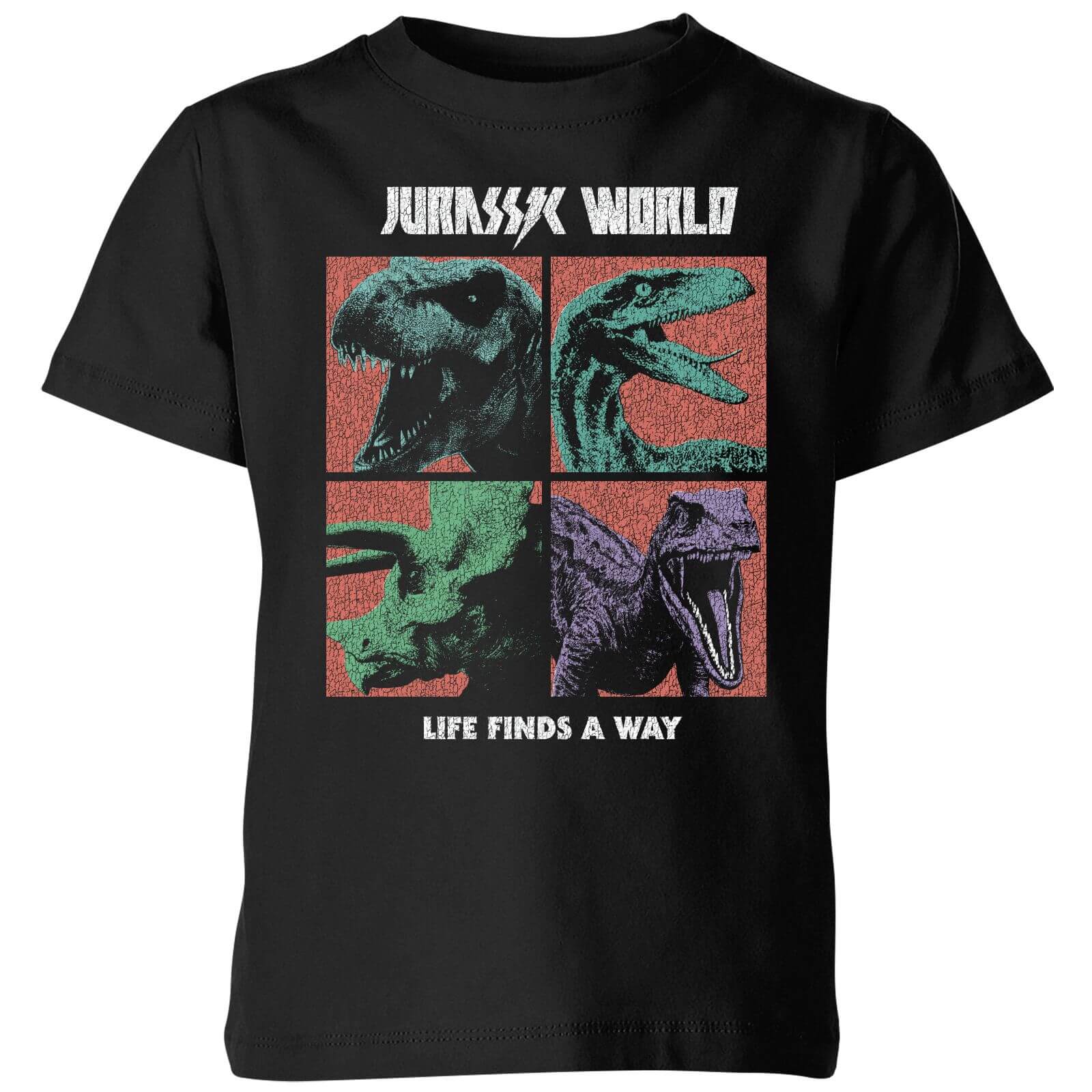 Jurassic Park World Four Colour Faces Kids' T-Shirt