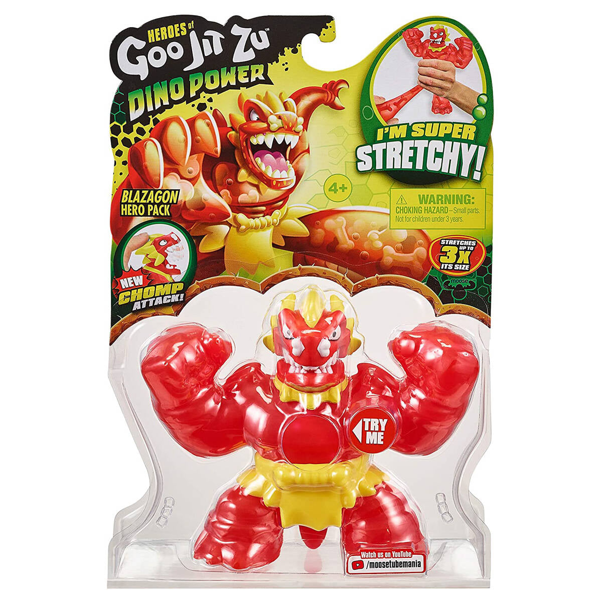Goo Jit Zu Eroi Dino Power - Blazagon Il Drago, Figura Azione 11 Cm, Pieno Di Piccole Ossa Morbide, Super Elastico, Bocca Articolata