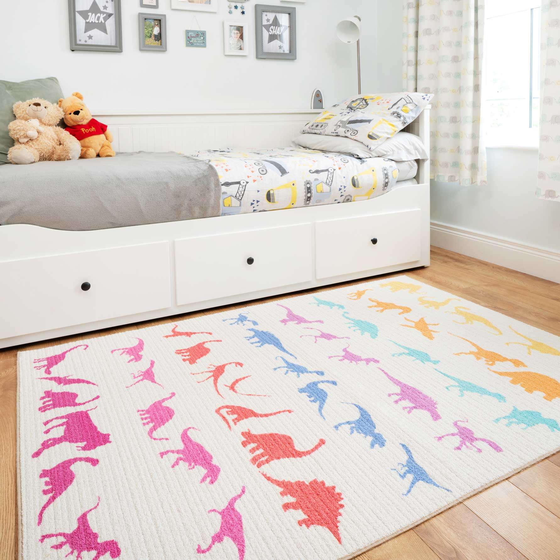 multicoloured dinosaur rug - available in 3 sizes