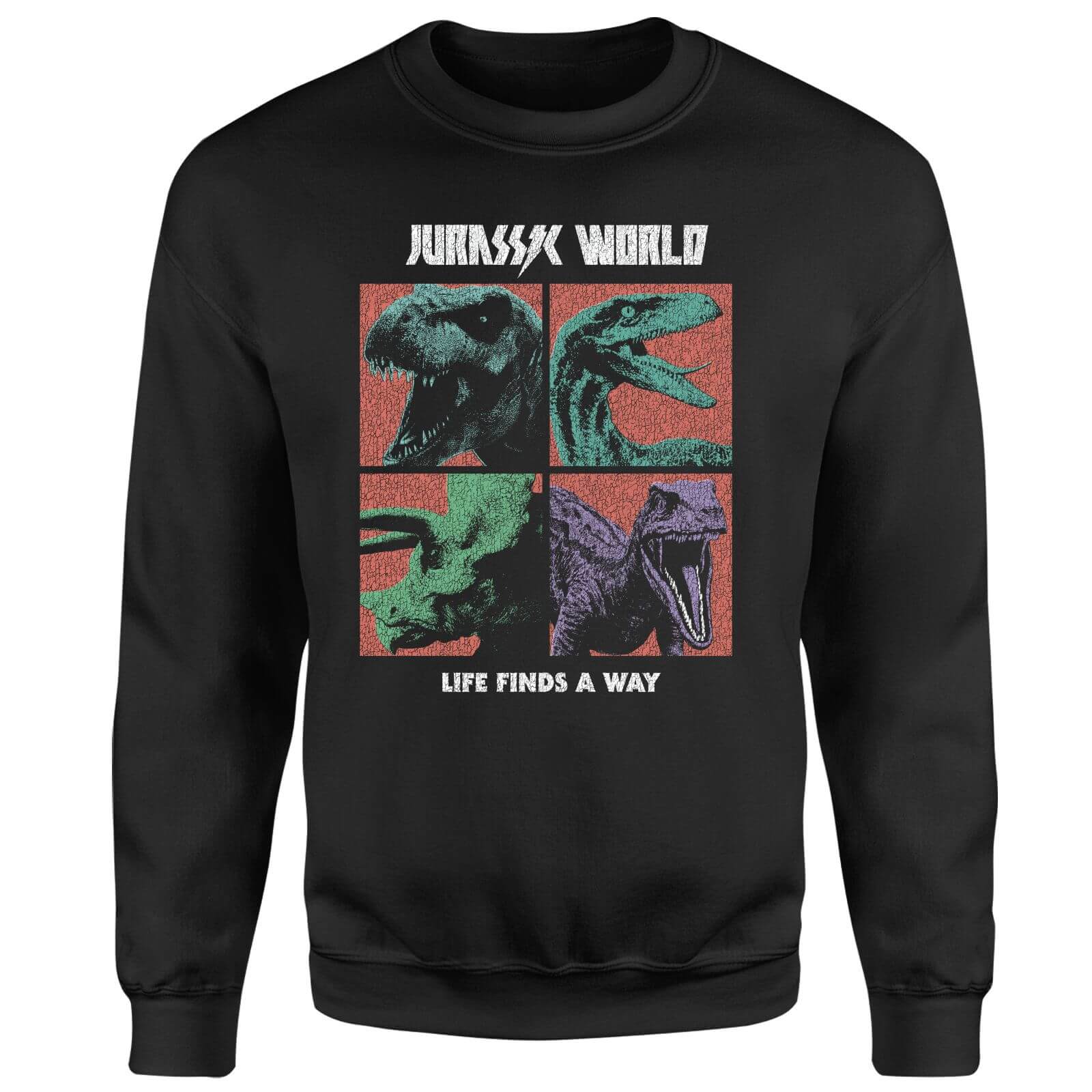 jurassic park world four colour faces sweatshirt
